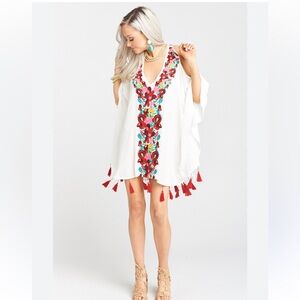 Show Me Your MuMu Jaden Tunic Colorful Embroidery Open Shoulder Dress | XS